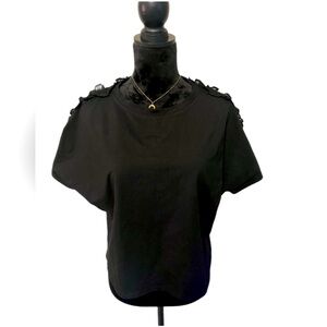 Milly Black Ruffle Sleeve Tshirt - Medium